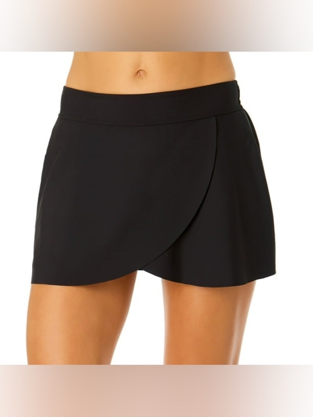 Anne Cole Black Swim Skirt Built In Brief UPF 50 Modest High Rise XXL NWT